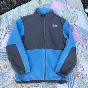 North Face zip-up jacket in powder blue